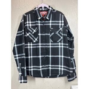 Dixxon Flannel Company Shirt The Decade 10 Year Black Plaid Womens Size Medium